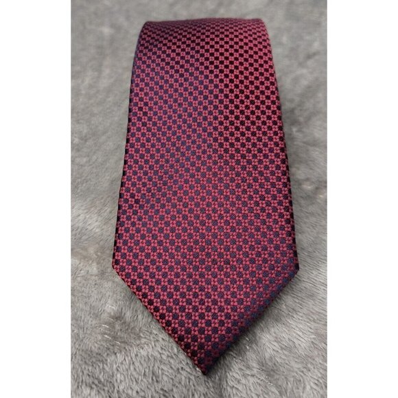 Isaac Mizrahi New York Tie Men's Red Black Geometric Design Necktie 60" - Picture 1 of 8